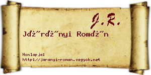 Járányi Román névjegykártya
